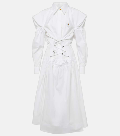 Shop Vivienne Westwood Kate Cotton Poplin Midi Dress In White
