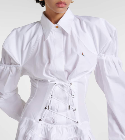 Shop Vivienne Westwood Kate Cotton Poplin Midi Dress In White