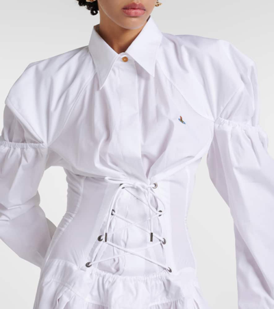 Vivienne Westwood Kate Cotton Lace-up Midi Shirt Dress In White