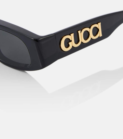 Gucci Logo Rectangular Sunglasses In Black