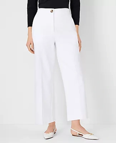 Ann Taylor The Petite High Rise Kate Wide Leg Crop Pant In Texture - Curvy Fit In White