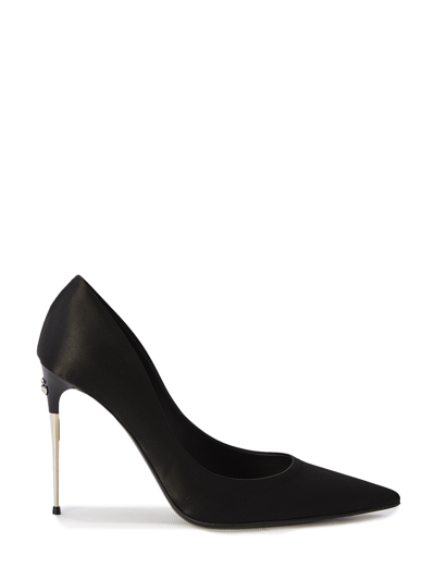 Shop Dolce & Gabbana Lollo Satin Pumps In Black