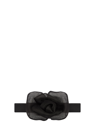 Shop Dolce & Gabbana Flower Choker In Black