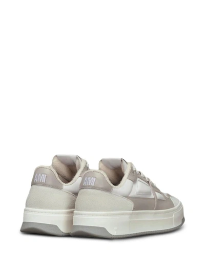 Shop Ami Alexandre Mattiussi Ami Sneakers In White/ash Grey