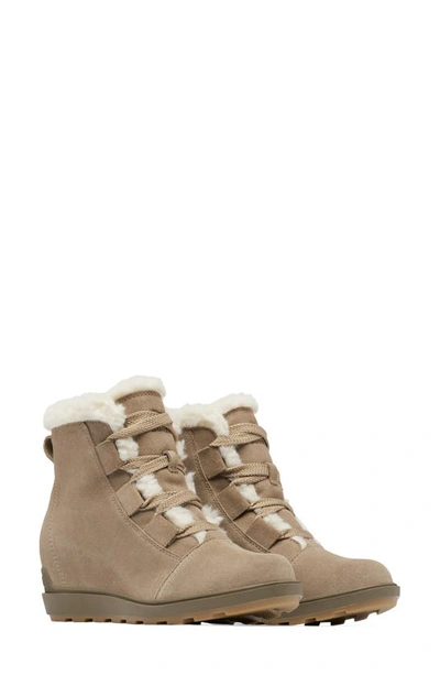 Sorel Evie Ii Cozy Waterproof Wedge Bootie In Omega Taupe/ Wet Sand