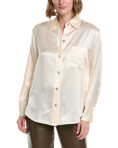 Shop Vince Relaxed Chest Pocket Silk Blouse In White