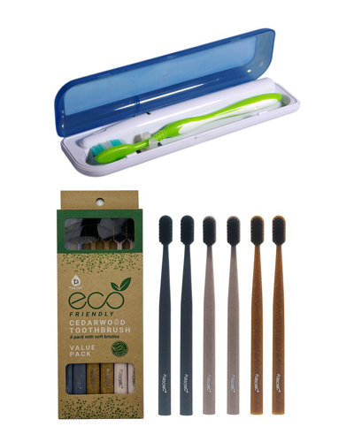Shop Pursonic 100% Eco-friendly Cedarwood Toothbrushes In Brown