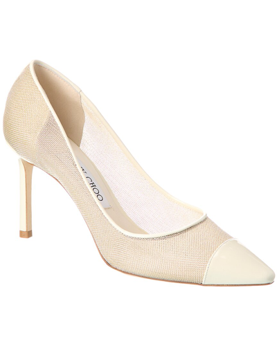 Shop Jimmy Choo Romy 85 Mesh & Leather Pump In Gold
