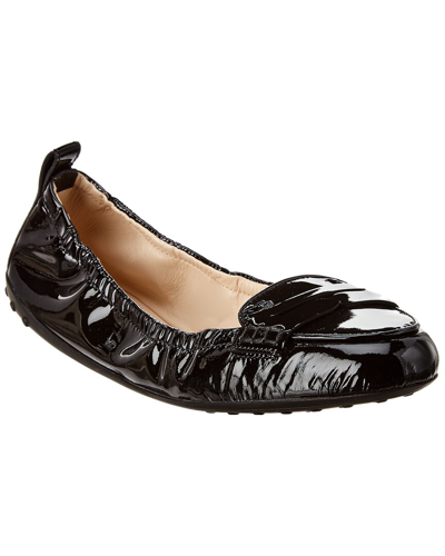 Shop Tod's Gommino Patent Ballerina Flat In Black