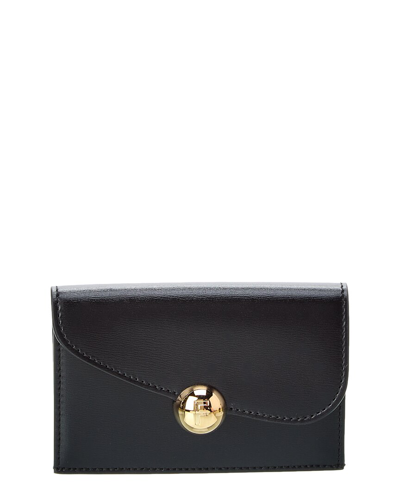 Shop Ferragamo Asymmetrical Flap Leather Card Holder In Black