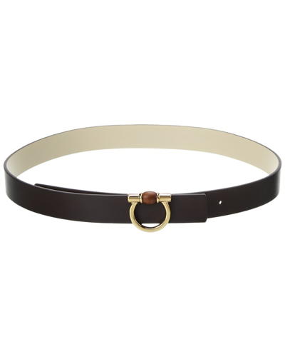 Shop Ferragamo Gancini Reversible & Adjustable Leather Belt In Brown