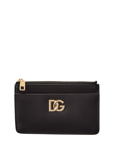 Shop Dolce & Gabbana Dg Logo Leather Card Holder In Black