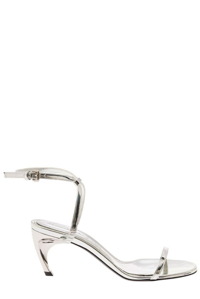 Shop Alexander Mcqueen Ankle Strapped Heeled Sandals In Silver