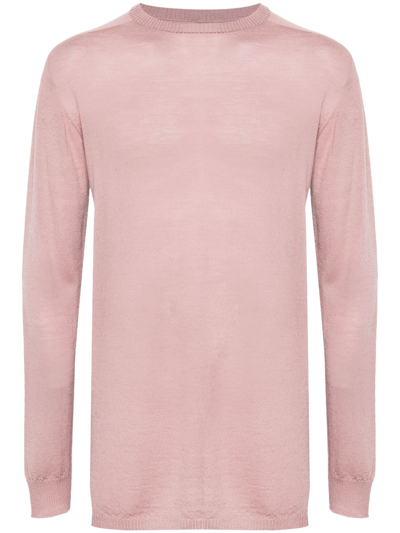 Shop Rick Owens Pink Fine-knit Virgin Wool Sweater