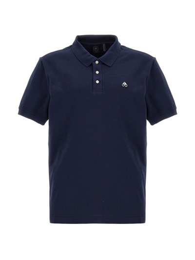 Shop Moose Knuckles Pique Logo Embroidered Polo Shirt In Navy