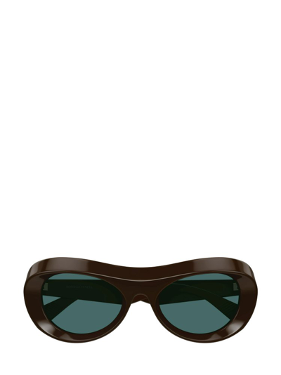 Shop Bottega Veneta Eyewear Oval Frame Sunglasses In Brown