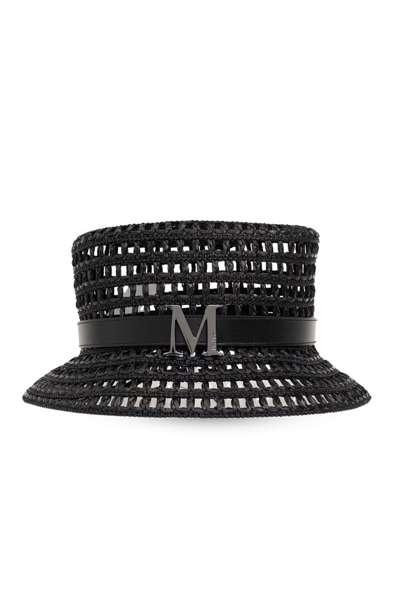Shop Max Mara Logo Plaque Woven Bucket Hat In Black