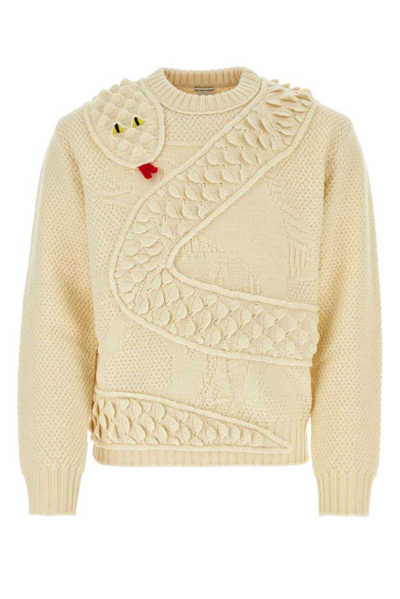 Shop Bottega Veneta Crewneck Sleeved Sweater In Beige