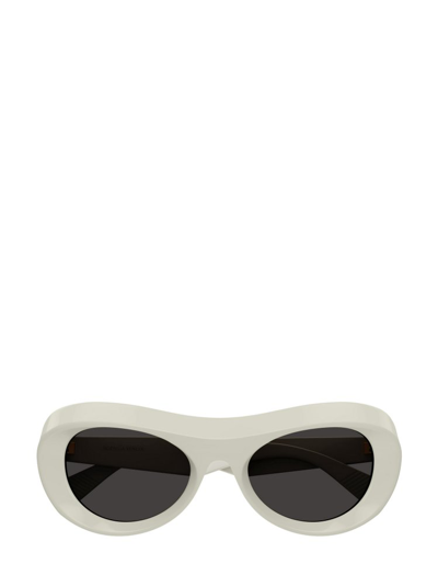 Shop Bottega Veneta Eyewear Oval Frame Sunglasses In White