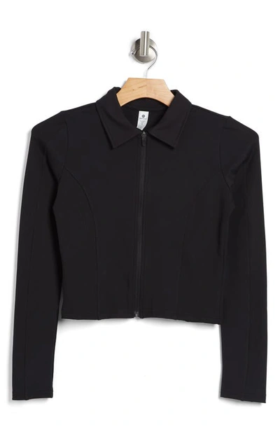 Shop 90 Degree By Reflex Wonderlink Reese Collar Zip-up Jacket In Black