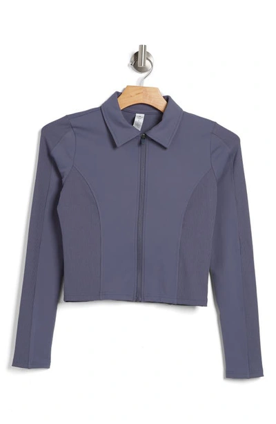 Shop 90 Degree By Reflex Wonderlink Reese Collar Zip-up Jacket In Grisaille