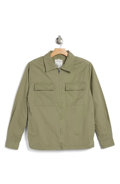 Shop Denim And Flower Stretch Cotton Shirt Jacket In Sage