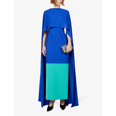 Shop Roksanda Women's Persian Blue Eliana Draped-panel Woven Maxi Dress