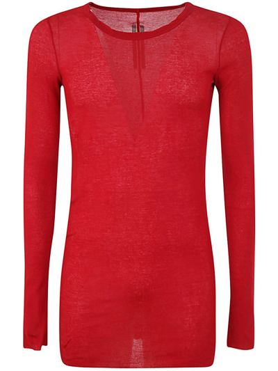 Shop Rick Owens Rib Long Sleeves T In Red