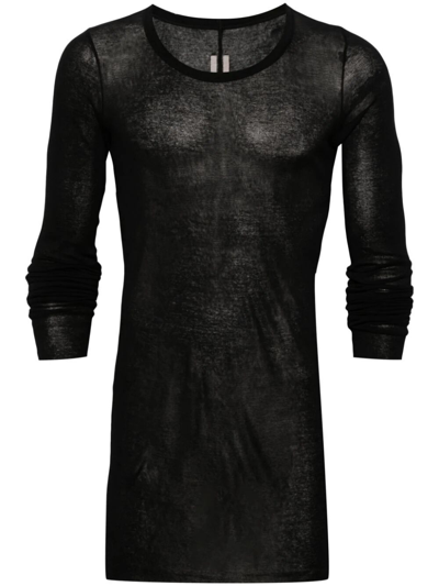 Shop Rick Owens Rib Long Sleeves T-shirt In Black