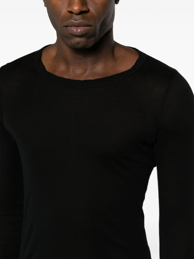 Shop Rick Owens Rib Long Sleeves T In Black