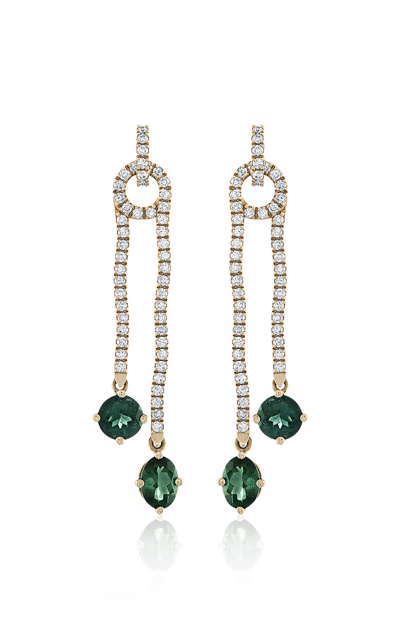 Shop Jade Ruzzo Gloria 18k White Gold Tourmaline Earrings In Green