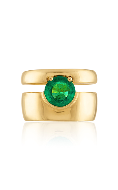 Shop Jade Ruzzo Markie 18k Yellow Gold Emerald Ring In Green