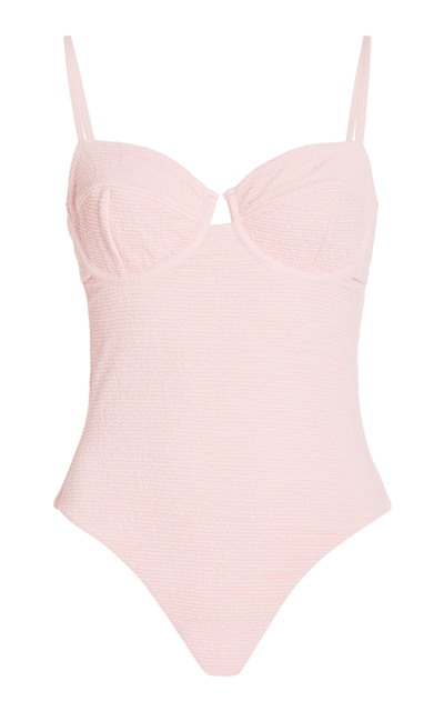 Shop Elce Cindy Textured Bustier One-piece Swimsuit In Pink