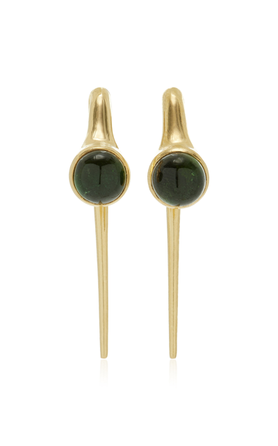 Shop Jade Ruzzo Vic 18k Yellow Gold Tourmaline Earrings In Green