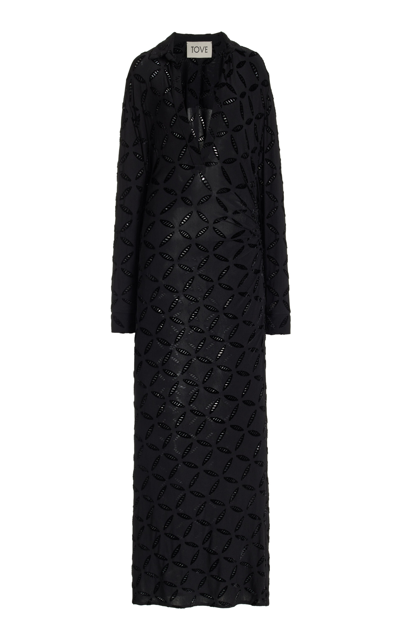 Shop Tove Anna Mary Cutout Jersey Maxi Dress In Black
