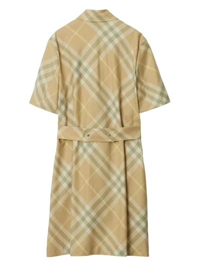 Shop Burberry Dresses In Flax Ip Check