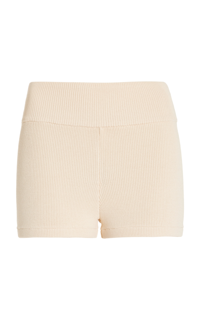 Shop Elce Sol Ribbed-knit Shorts In White