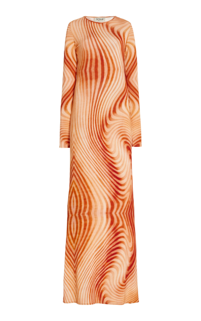 Shop Tove Malloree Printed Jersey Maxi Dress In Orange
