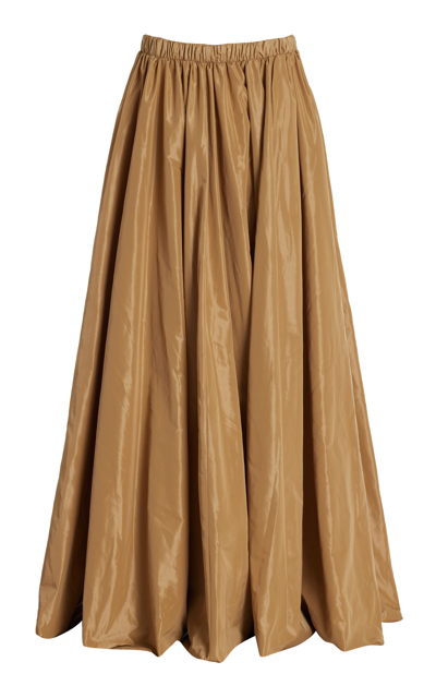 Shop Staud Bellagio Taffeta Maxi Skirt In Brown
