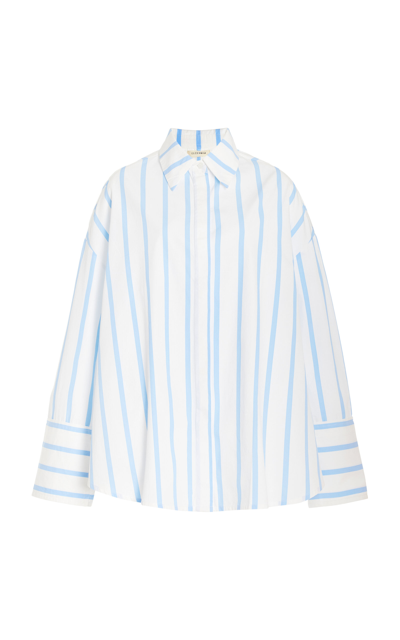 Shop Elce Ryan Striped Cotton Shirt In Blue
