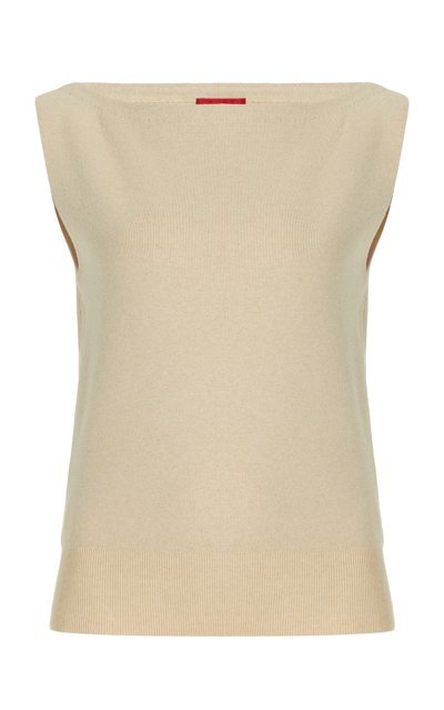 Shop Staud Rocki Cotton-cashmere Sweater In Neutral