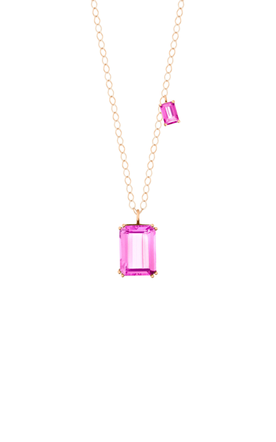 Shop Ginette Ny 18k Rose Gold Topaz Necklace In Pink
