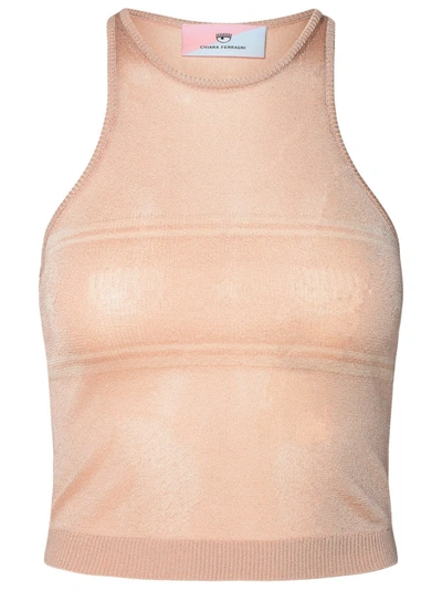 Shop Chiara Ferragni Pink Viscose Blend Tank Top In Nude