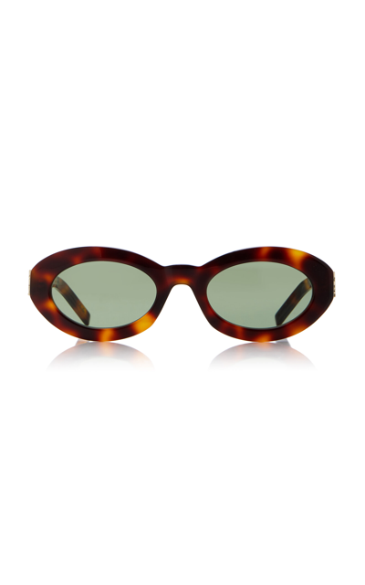 Shop Saint Laurent Round-frame Acetate Sunglasses In Brown