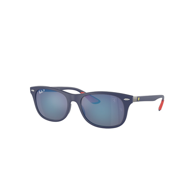 Shop Ray Ban Sunglasses Unisex Rb4607m Scuderia Ferrari Collection - Blue Frame Grey Lenses Polarized 55-17
