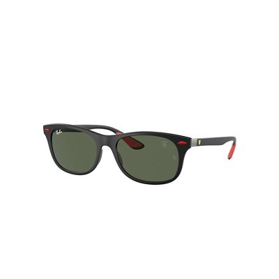 Shop Ray Ban Sunglasses Unisex Rb4607m Scuderia Ferrari Collection - Black Frame Green Lenses 55-17