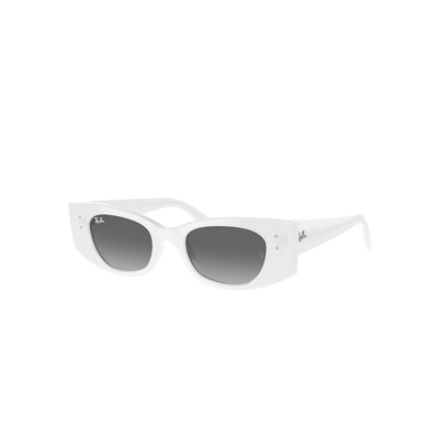 Shop Ray Ban Sunglasses Unisex Kat Bio-based - White Frame Grey Lenses 49-20