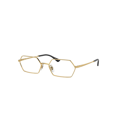 Shop Ray Ban Eyeglasses Unisex Yevi Optics - Gold Frame Clear Lenses Polarized 54-18