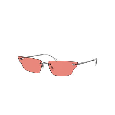 Ray Ban Anh Bio-based Sunglasses Gunmetal Frame Pink Lenses 63-15 In Gunmetal