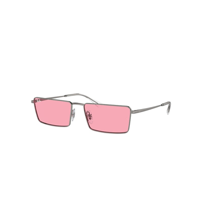 Shop Ray Ban Sunglasses Unisex Emy Bio-based - Gunmetal Frame Pink Lenses 59-17